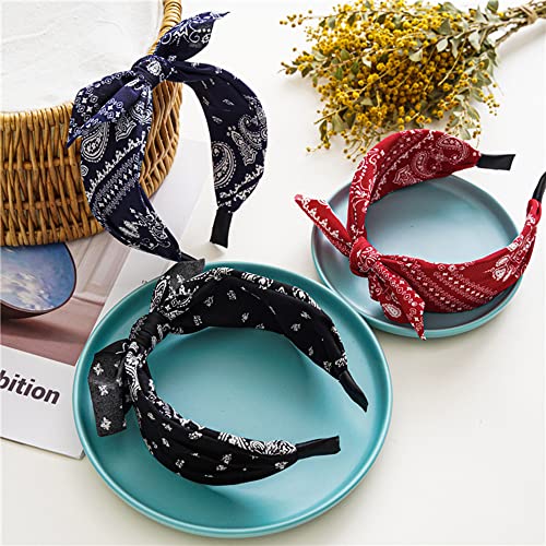 Lvyeer Paisley Print Wide Bow Headbands for Women Bandana Rabbit ear Elastic Hairband Cute Knot Headbands Hair Accessories - Image 3