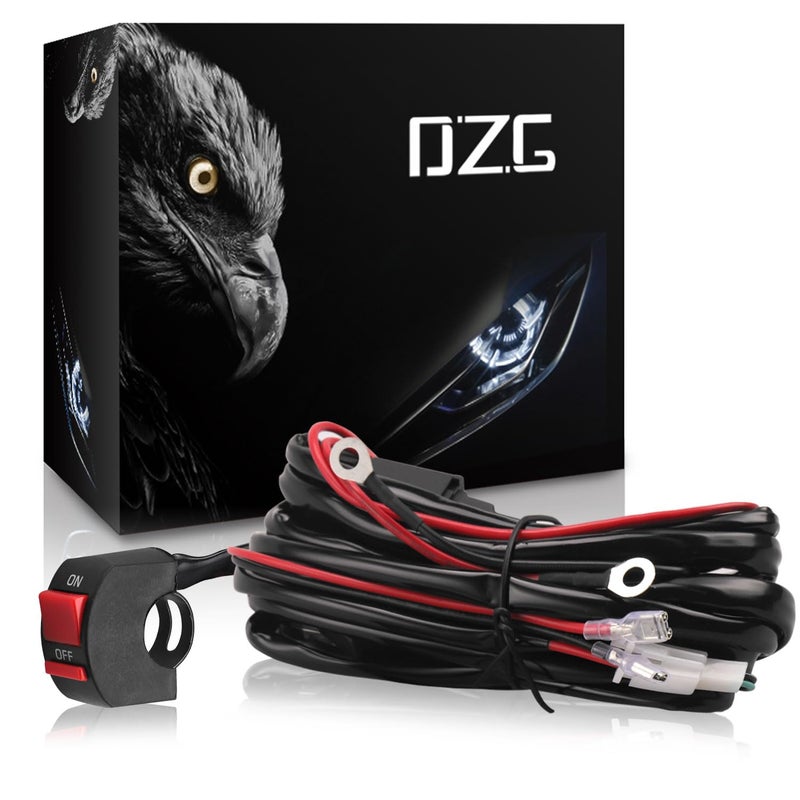 DZG Motorcycle LED Light Wiring Harness Kit 12V 2 Leads 30A inline Fuse 40A Relay ON Off Switch 18AWG for Fog Lights Light Bar Driving Lights Auxiliary Work Lights - Image 2