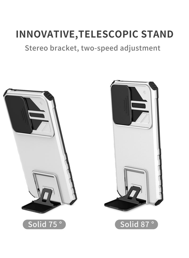 Samsung Galaxy A53 5G White Mobile Phone Case Cover, Innovative Telescopic Bracket, Sliding Protection Camera Window, Bumper Shockproof Phone Back Cover  - Image 2