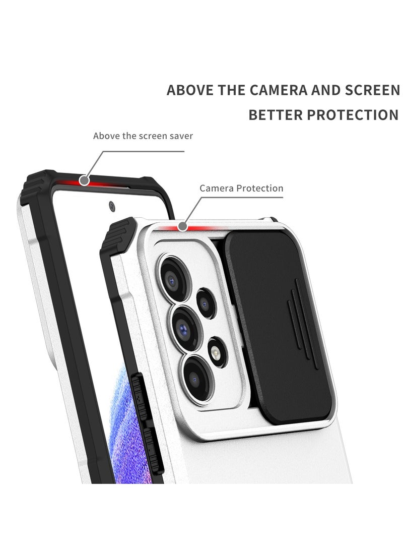 Samsung Galaxy A53 5G White Mobile Phone Case Cover, Innovative Telescopic Bracket, Sliding Protection Camera Window, Bumper Shockproof Phone Back Cover  - Image 3