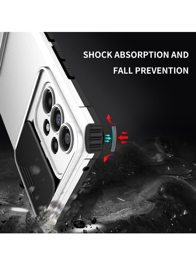 Samsung Galaxy A53 5G White Mobile Phone Case Cover, Innovative Telescopic Bracket, Sliding Protection Camera Window, Bumper Shockproof Phone Back Cover  - Image 4