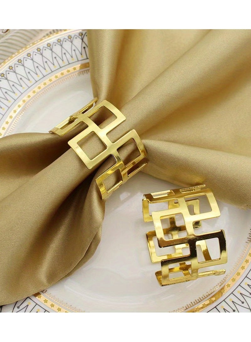 Set Of 6 Luxurious Gold Napkin Rings In The Shape Of The Great Wall, for  Party Holiday Banquet  - Image 2