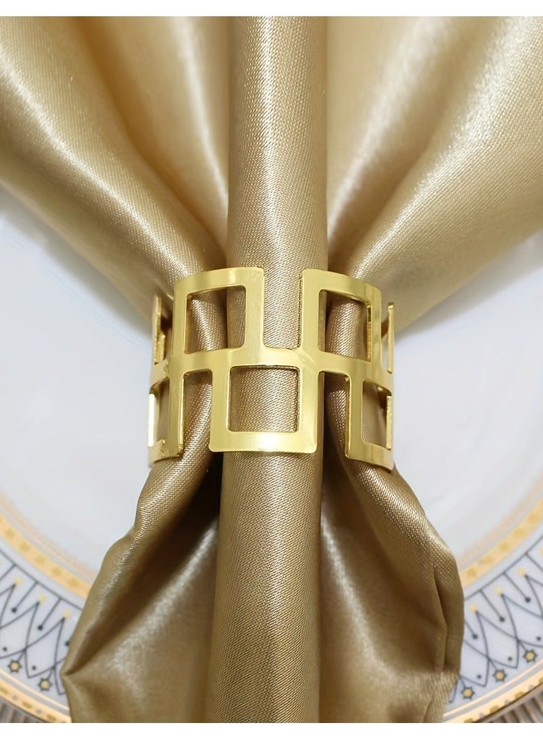 Set Of 6 Luxurious Gold Napkin Rings In The Shape Of The Great Wall, for  Party Holiday Banquet  - Image 3
