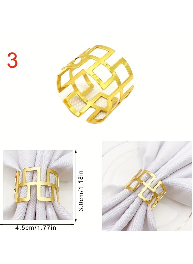 Set Of 6 Luxurious Gold Napkin Rings In The Shape Of The Great Wall, for  Party Holiday Banquet  - Image 4