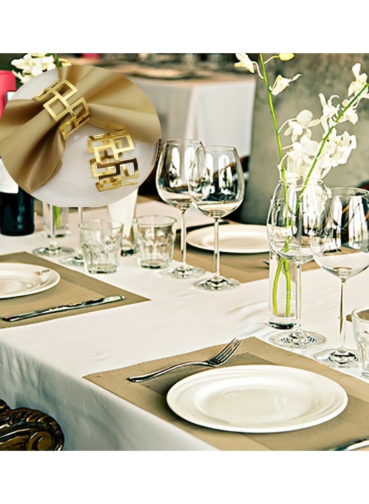 Set Of 6 Luxurious Gold Napkin Rings In The Shape Of The Great Wall, for  Party Holiday Banquet  - Image 5