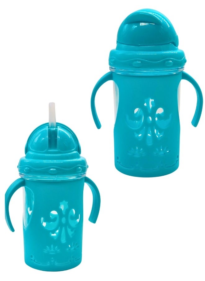 FALMER - 300ml BPA-Free Children Water Bottle with Straw & Dual Handle Toddler Kid Baby Milk Drinking Feeder Travel Outdoor Leakproof Shatter Resistant - Image 1