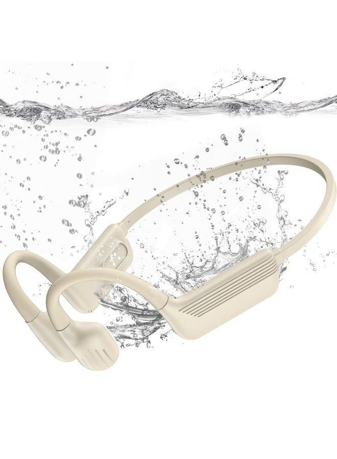 MARLALL Swimming Headphones-Bone Conduction Headphones, IP68 Waterproof Open Earphones, LiteSurge Bluetooth 5.4 Underwater Sport Earbuds with 32 GB MP3 Memory for Swimming, Marathon-Khaki - Image 1
