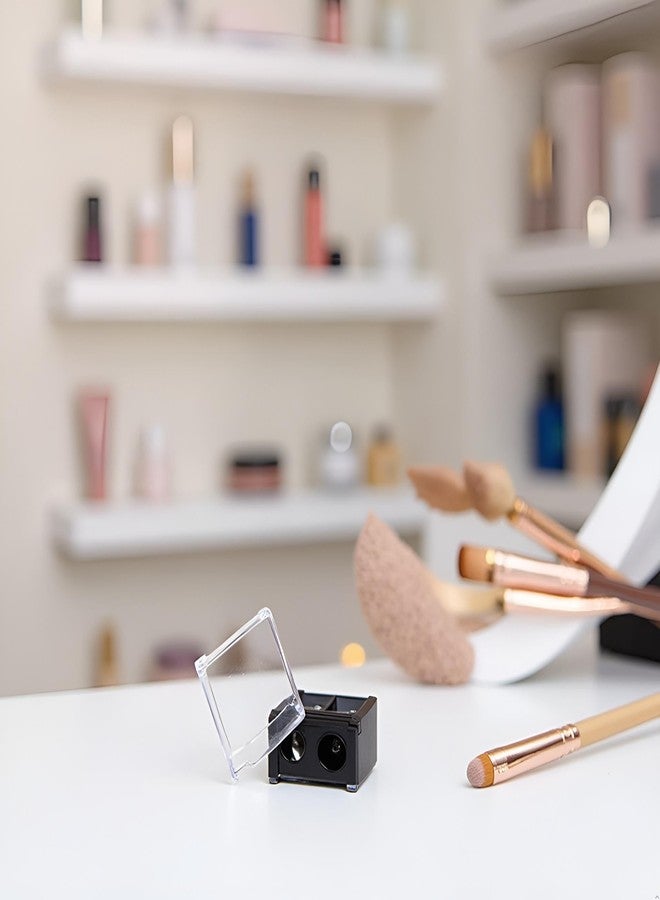 Dwuww Eyeliner Sharpener Makeup Pencil Sharpener Pencil Sharpeners for Eyebrow Eyeliner Pencil Tool Dual Holes Eye Pencil Sharpener with Cover Portable Cosmetic Sharpener - Image 2