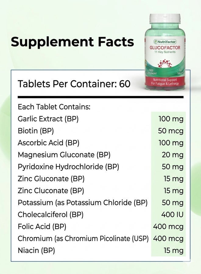 Nutrifactor Glucofactor - With Garlic Extract Formulated to Support Healthy Metabolism and Pancreatic Function - Diabetic Support Formula, Blood Sugar Support for a Healthy Life (60 Tablets) - Image 2