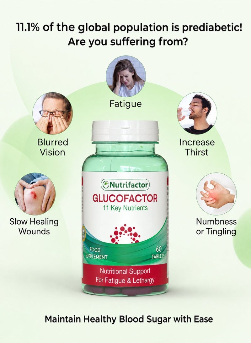 Nutrifactor Glucofactor - With Garlic Extract Formulated to Support Healthy Metabolism and Pancreatic Function - Diabetic Support Formula, Blood Sugar Support for a Healthy Life (60 Tablets) - Image 3