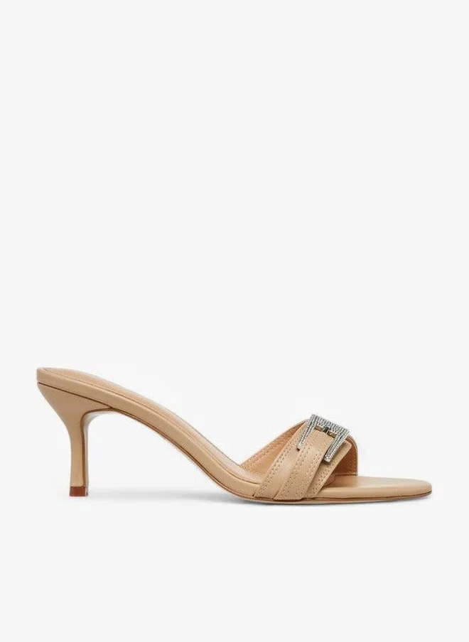 Celeste Women's Buckle Embellished Slip-On Sandals with Stiletto Heels