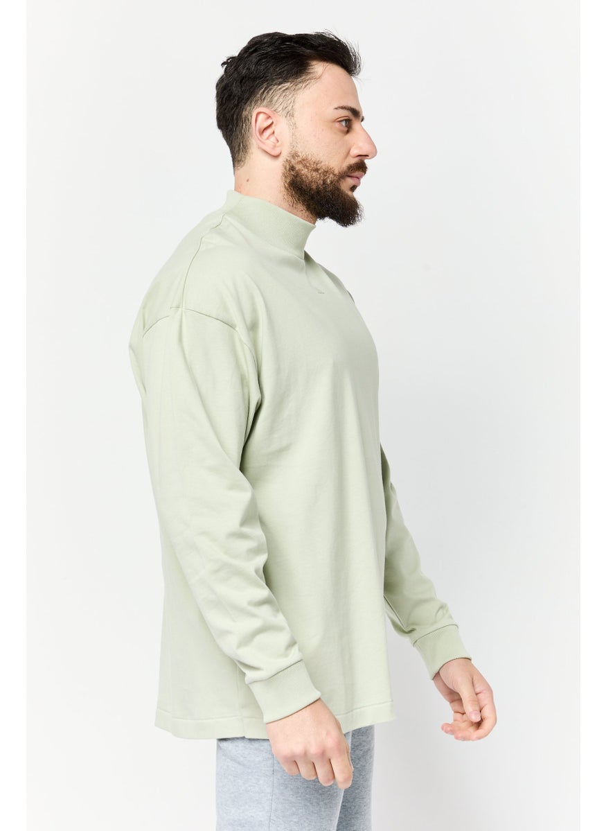 Adidas Men Sportswear Fit Long Sleeves Basketball Sweatshirts, Green  - Image 4