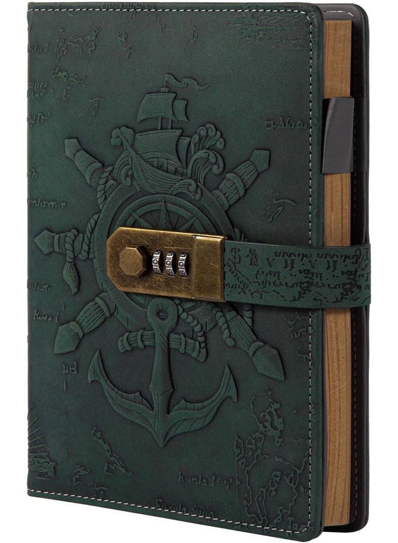 Excefore دفتر ملاحظات جلد عتيق مع قفل، مفكرة صلبة قابلة للتجديد بحجم A5 للرجال والنساء - مخطط للعمل، المدرسة، الكتابة الإبداعية، السفر، دفتر النقاط - هدية صديقة للبيئة - Image 1