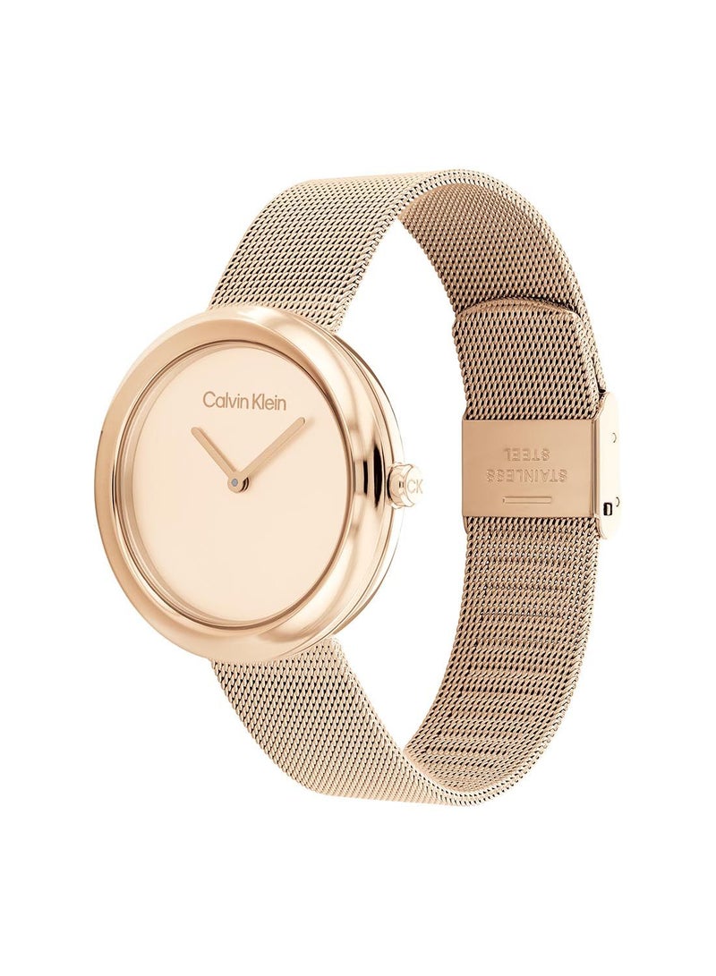 CALVIN KLEIN Analog Round Waterproof  Wrist Watch With Gold Strap 25200013 - Image 1
