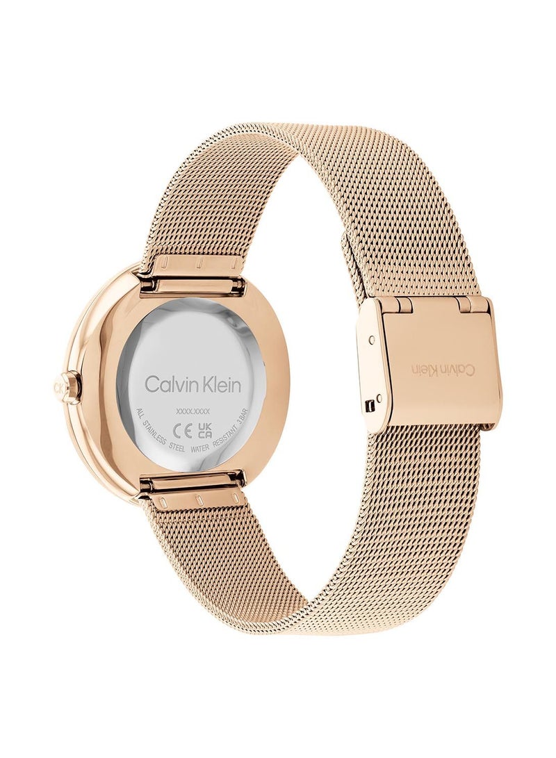 CALVIN KLEIN Analog Round Waterproof  Wrist Watch With Gold Strap 25200013 - Image 3