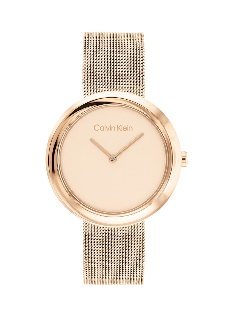 CALVIN KLEIN Analog Round Waterproof  Wrist Watch With Gold Strap 25200013 - Image 2