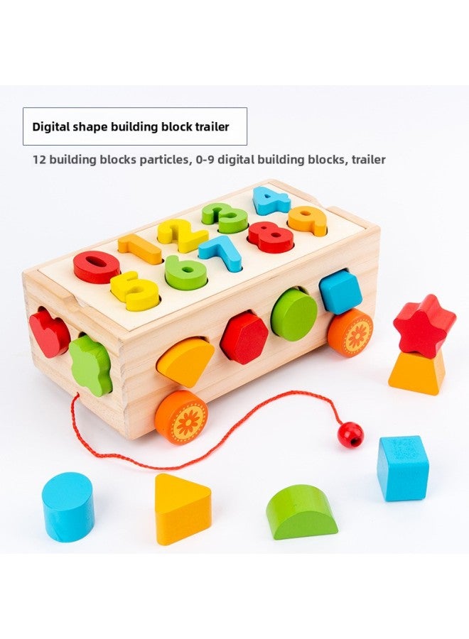 العرض المباشر للأطفال التعليم المبكر لغز الشكل الرقمي التحلل اللبنات مقطورة نموذج خشبي لغز ثلاثي الأبعاد اللون: الشكل الرقمي بنة مقطورة - Image 1