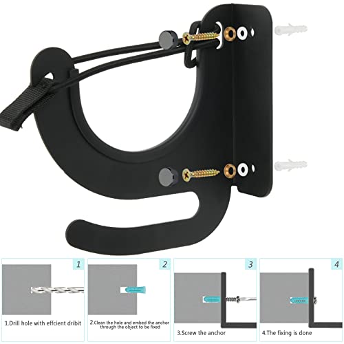 Xxerciz Metal Wall Mount Holder Archery Bow Display Holder Hanger Rack Stand Horizontal for Most Sports Stick Like Fishing Rod, Baseball Bat and Ice Hockey Stick, Matte Black - Image 4