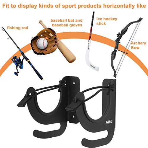 Xxerciz Metal Wall Mount Holder Archery Bow Display Holder Hanger Rack Stand Horizontal for Most Sports Stick Like Fishing Rod, Baseball Bat and Ice Hockey Stick, Matte Black - Image 3