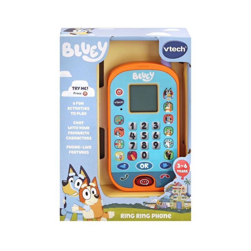 VTech Bluey Ring Ring Learning Phone (Orange) Chat with Bluey and Bingo for a fun, interactive | Change the ringtone, adjust brightness, and more, mimicking real phone functions | Ideal gift for children aged 3-6 years, promoting interactive play and early learning. - Image 1