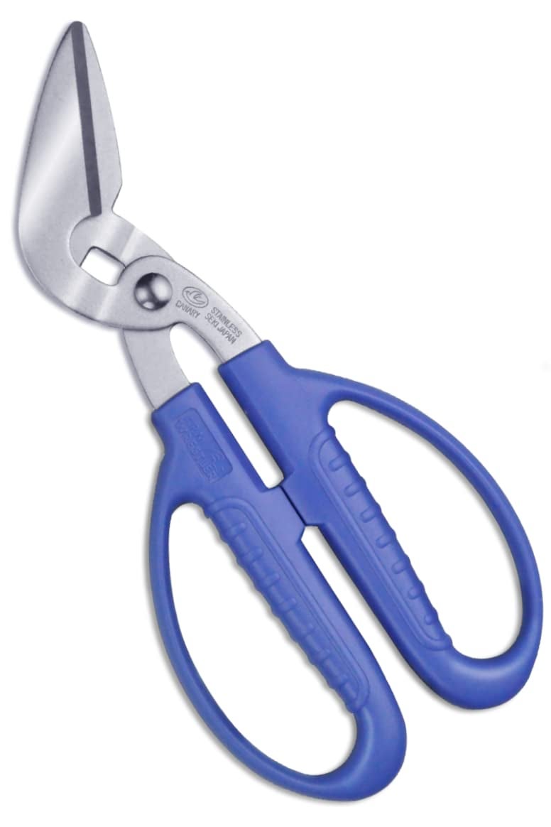 CANARY Corrugated Cardboard Scissors 8.5", Heavy Dudy Craft Scissors Angled Blade, Japanese Stainless Steel, Made in JAPAN, Blue - Image 1