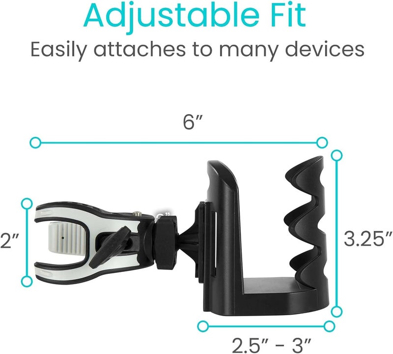 Vive Cup Holder for Walker Wheelchair Accessories Stroller Adults Bike Boat Desk Mobility Scooter Rollator Electric Wheel Chair  Portable Adjustable Cupholder Attachment Near Universal Fit - Image 3