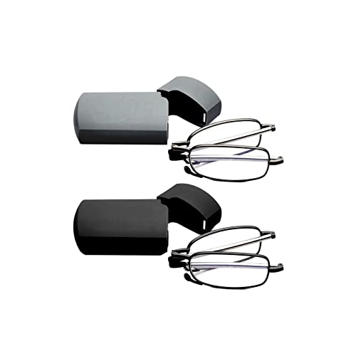 GOOSEN 2-Pack Reading Glasses Men Women, Pocket Wallet Purse Compact Hard Cases Folding Readers, Blue light Glasses Spring Hinge 3.5 x - Image 1