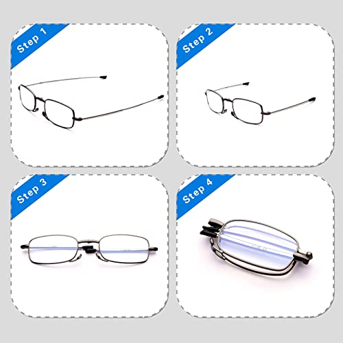 GOOSEN 2-Pack Reading Glasses Men Women, Pocket Wallet Purse Compact Hard Cases Folding Readers, Blue light Glasses Spring Hinge 3.5 x - Image 2
