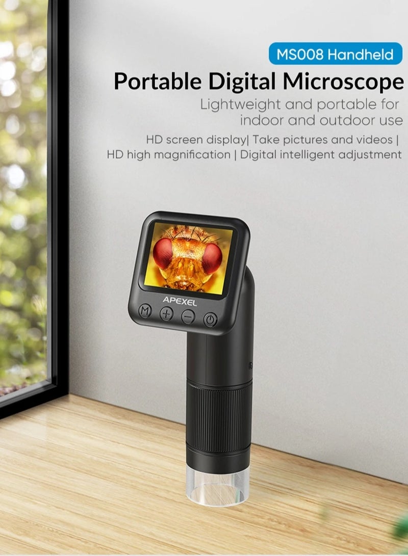 APEXEL New MS008 Digital Portable Microscope High-Definition Magnifying Glass With screen - Image 1