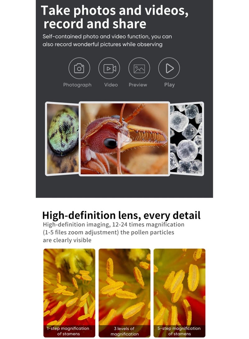 APEXEL New MS008 Digital Portable Microscope High-Definition Magnifying Glass With screen - Image 5