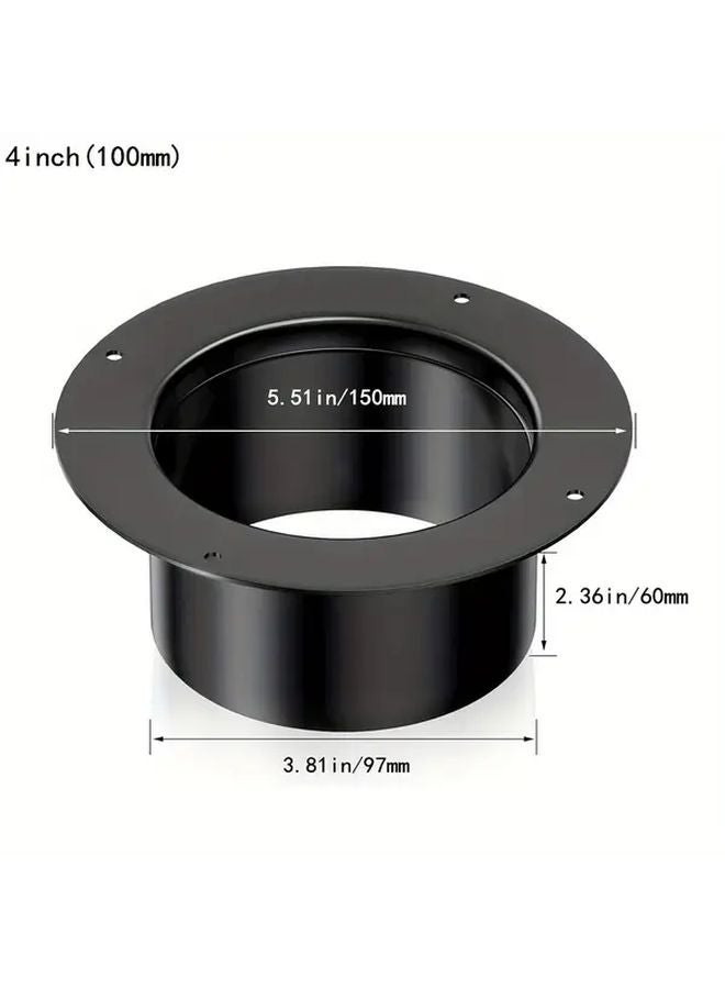 4 Inch 100mm Black ABS Duct Connector Flange For HVAC Ventilation System - Image 1