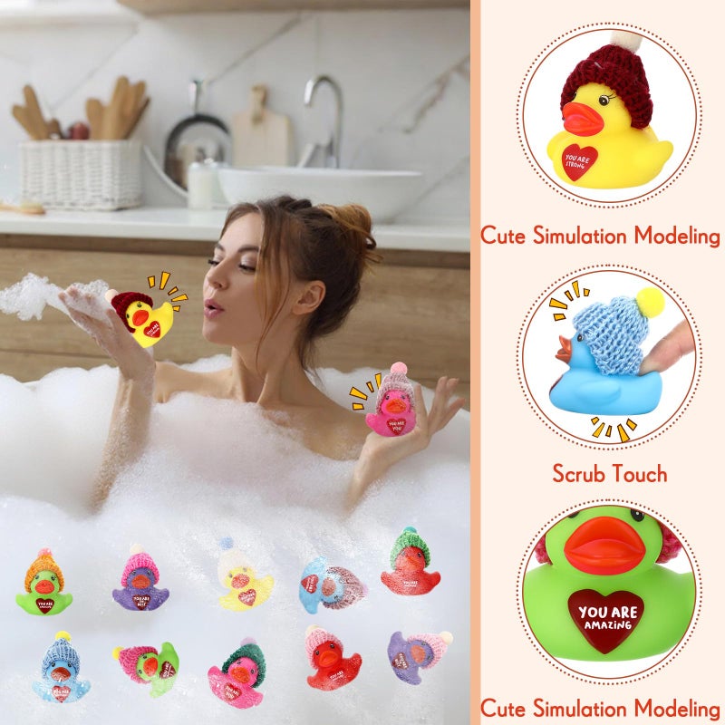 Simgoing 36 Pcs Valentines Gifts for Coworker Mini Inspirational Rubber Ducks Bulk with Knitted Hats You are Motivational Theme Small Cruise Duck Toys Thank You Gifts for Employee Staff Teacher (Multicolor) - Image 4