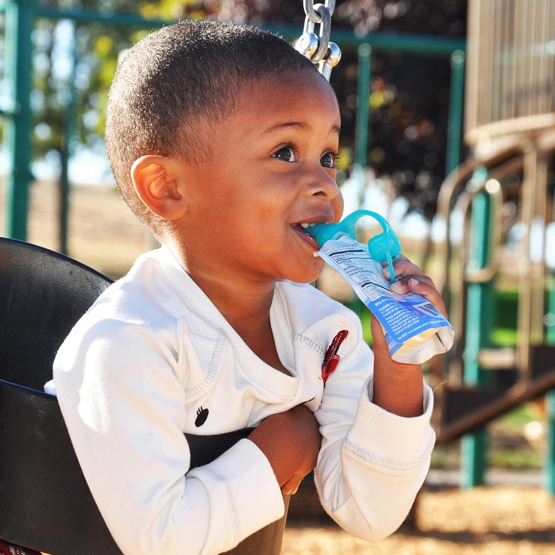 ChooMee SoftSip Food Pouch Top | Baby Led Weaning | No Spill Flow Control Valve, Protects Childs Mouth, 100% Silicone, BPA Free | 2CT Orange Aqua - Image 4