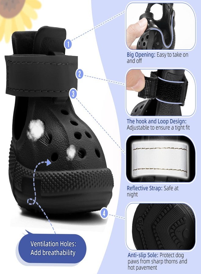 Lukovee Dog Shoes for Hot Pavement - Breathable Non Slip Dog Sandals with Reflective Stripes, Easy ON & Off, Easy-Clean Summer Outdoor Pet Boots for Small Medium Large Dogs (Black, Size 3) - Image 3