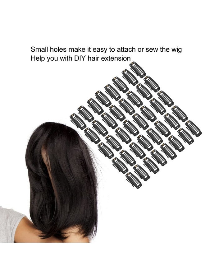 Yinhing Snap Clips 40Pcs Wig Clip Set Stainless Steel Diy 9 Teeth Snap Comb Hair Extension Clips Accessories For Women 1.3In(Black) - Image 3