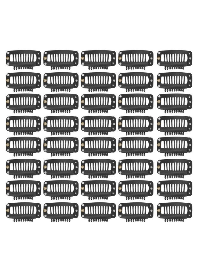 Yinhing Snap Clips 40Pcs Wig Clip Set Stainless Steel Diy 9 Teeth Snap Comb Hair Extension Clips Accessories For Women 1.3In(Black) - Image 1