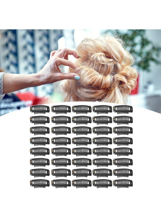 Yinhing Snap Clips 40Pcs Wig Clip Set Stainless Steel Diy 9 Teeth Snap Comb Hair Extension Clips Accessories For Women 1.3In(Black) - Image 5