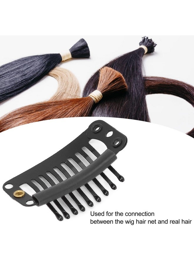 Yinhing Snap Clips 40Pcs Wig Clip Set Stainless Steel Diy 9 Teeth Snap Comb Hair Extension Clips Accessories For Women 1.3In(Black) - Image 4