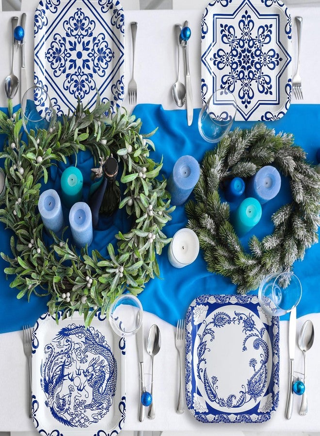 Nitial 120 Pcs Blue and White Flower Paper Plates 9 Inch Chinoiserie Disposable Square Plates Bulk Blue and White Decorative Dinner Dessert Tableware for Wedding Birthday Tea Party Supplies(Square) - Image 5