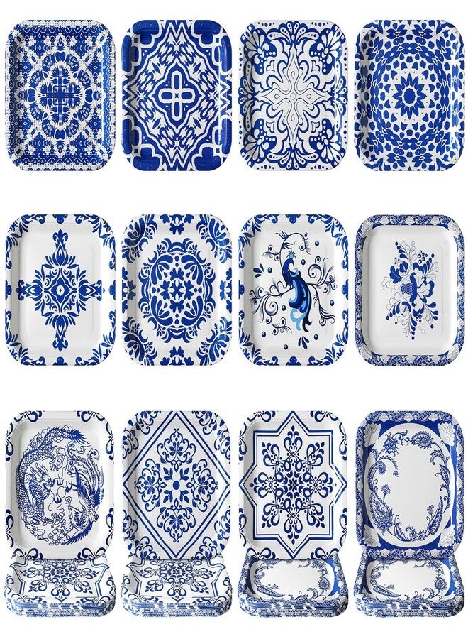 Nitial 120 Pcs Blue and White Flower Paper Plates 9 Inch Chinoiserie Disposable Square Plates Bulk Blue and White Decorative Dinner Dessert Tableware for Wedding Birthday Tea Party Supplies(Square) - Image 1