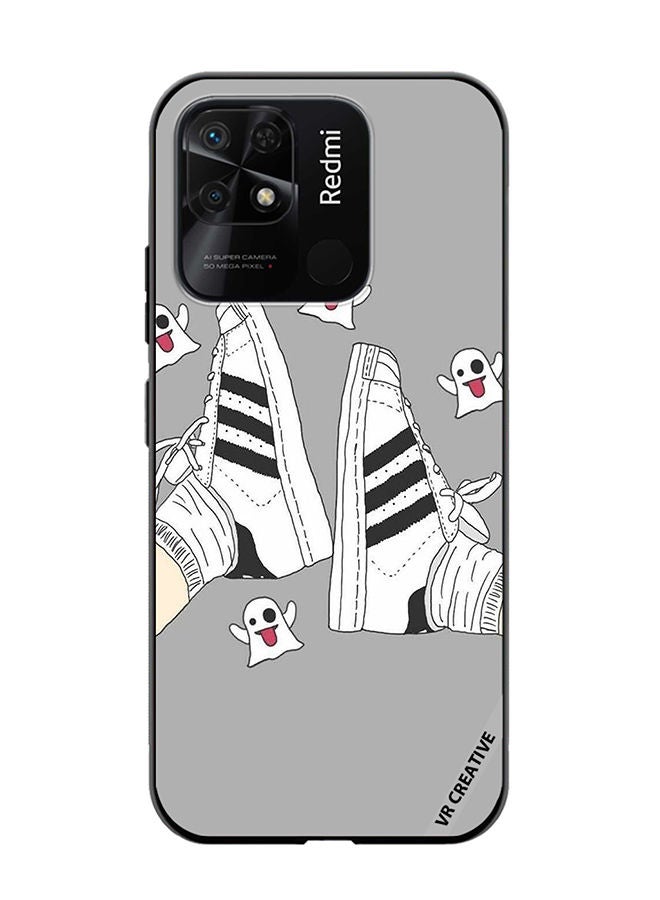 VR CREATIVE Protective Case Cover For Xiaomi Redmi 10C Black & White Shoe Design Multicolour - Image 1