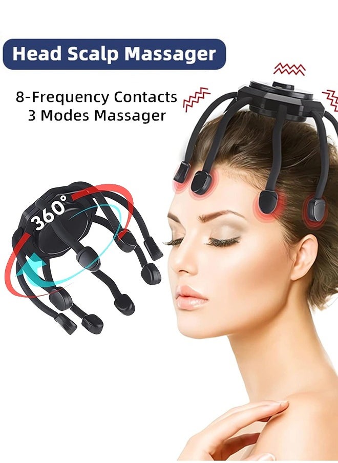 Polish'D - Electric Scalp Massager Head Massager with 8 Vibrating Contacts & 3 Modes 360 Degree Head Massager Cordless Portable Head Scratcher for Stress Relax - Image 1
