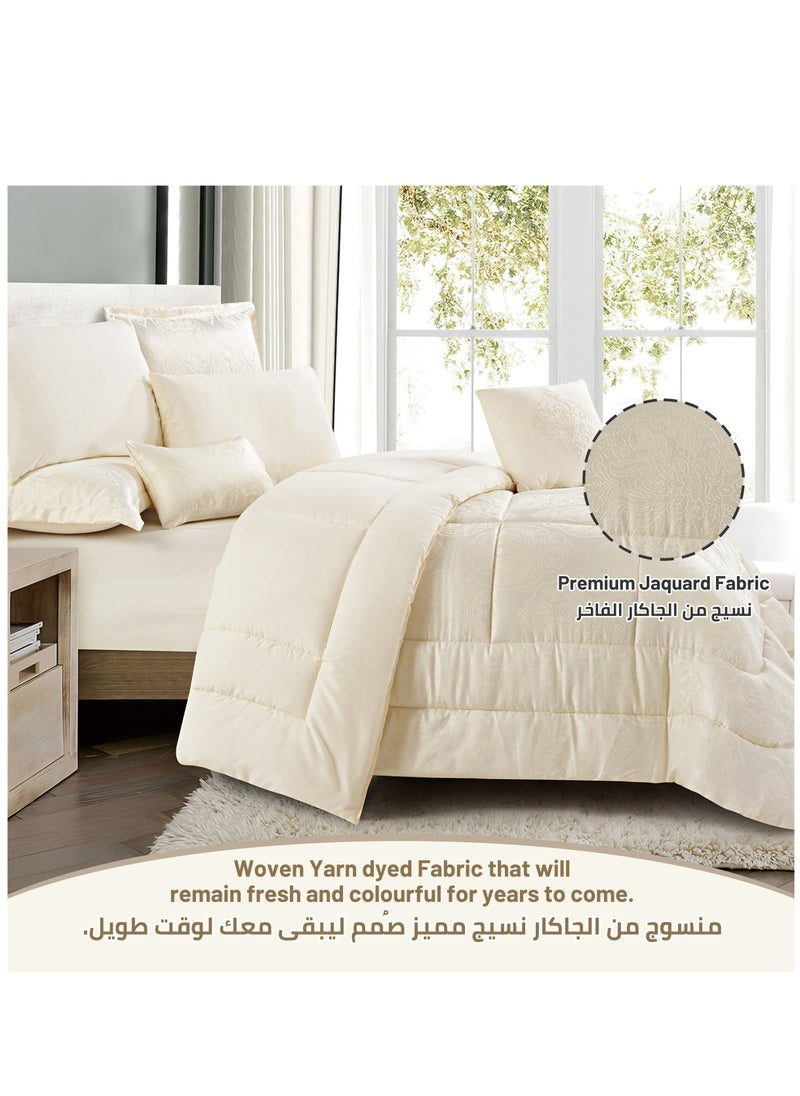 Donetella Hotel Bedding Comforter Set King Size 8-Pcs Luxury And Stylish Quilted Comforter With Brushed Microfiber And Soft Down Alternative Filling,Ivory  - Image 2