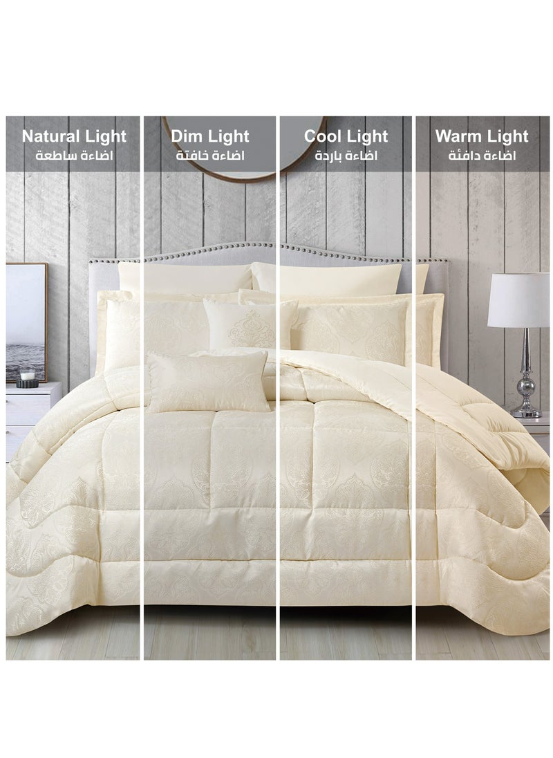 Donetella Hotel Bedding Comforter Set King Size 8-Pcs Luxury And Stylish Quilted Comforter With Brushed Microfiber And Soft Down Alternative Filling,Ivory  - Image 4