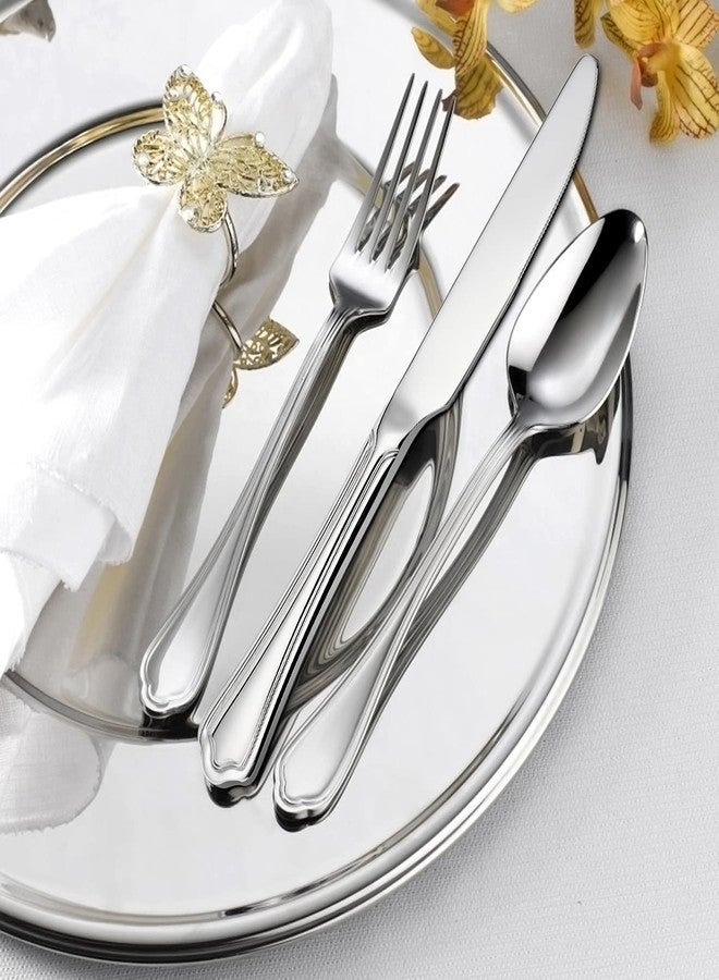 HaWare 60-Piece Silverware Set for 12, Stainless Steel Flatware Cutlery Eating Utensils, Modern Design with Crown Edges for Home Kitchen Hotel, with Knives Forks Spoons, Dishwasher Safe - Image 5