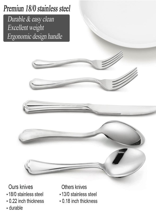 HaWare 60-Piece Silverware Set for 12, Stainless Steel Flatware Cutlery Eating Utensils, Modern Design with Crown Edges for Home Kitchen Hotel, with Knives Forks Spoons, Dishwasher Safe - Image 3