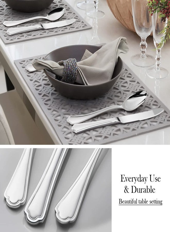 HaWare 60-Piece Silverware Set for 12, Stainless Steel Flatware Cutlery Eating Utensils, Modern Design with Crown Edges for Home Kitchen Hotel, with Knives Forks Spoons, Dishwasher Safe - Image 4