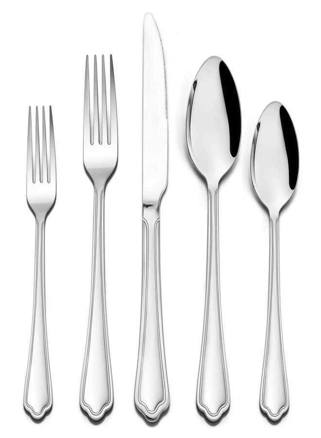 HaWare 60-Piece Silverware Set for 12, Stainless Steel Flatware Cutlery Eating Utensils, Modern Design with Crown Edges for Home Kitchen Hotel, with Knives Forks Spoons, Dishwasher Safe - Image 1