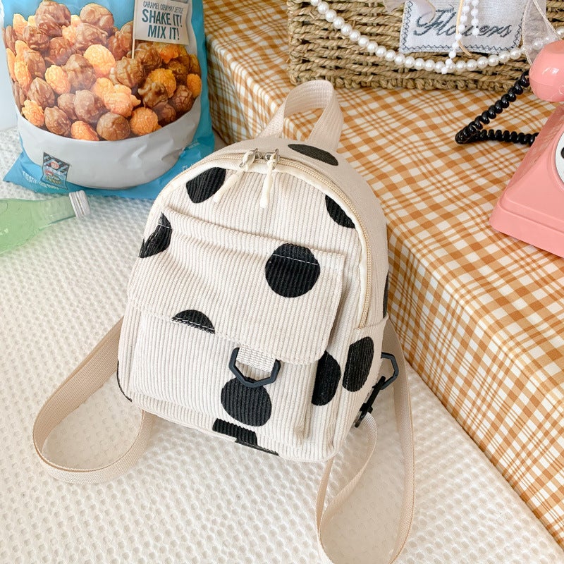 Mini Velvet Backpack Womens Casual New Creamy-white 