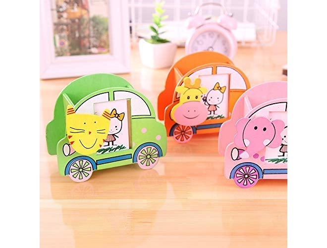 Goldleaf Wooden Stationery Pen Stand with Photo Frame Birthday Return Gifts for Kids (Multicolor, Pack of 6) - Image 1
